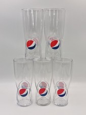 Pepsi Pint Glass Bundle X5 Branded & Embossed Official 7" Drinking Glasses