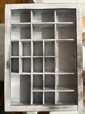 Miniatures Display Case Wood With Glass Front 22 Cubbies Mixed Sizes