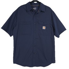 Carhartt Men  s Force RELAXED FIT Lightweight Short Sleeve Shirt Navy Blue MEDIUM