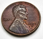 1957 D Wheat Cent As Shown Toned Red/Brown AU You Grade it! RB Penny Free Ship! — photo 2