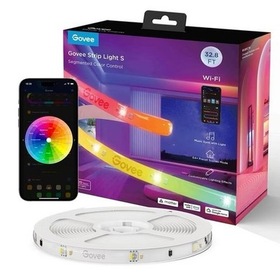 Govee Strip Light S, Segmented Color Control, 32.8ft., Customizable RGBICW Strip