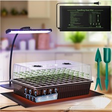 60-Cell Self-Watering Seed Starter Kit with Grow Light and Heat Mat, Seedling...