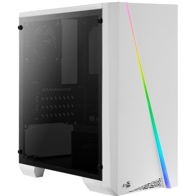 Aerocool Cylon Mini-Tower PC-Gehäuse weiß mit Acryl Seitenfenster RGB-LED-Front
