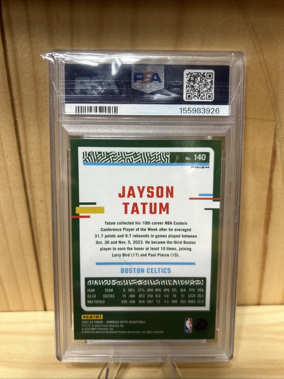 PSA 9 - 2023 Donruss Optic - Jayson Tatum #140 Purple view 2