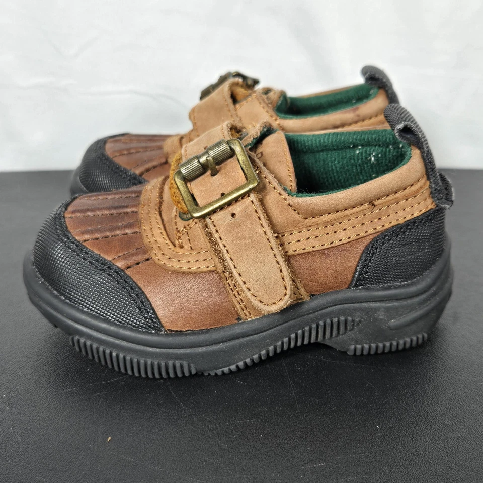 Zapatos Polo Sport Ralph Lauren Niño Pequeño Talla 5 Marrón Pato Hebilla Correa de Cuero Foto 3 de 4