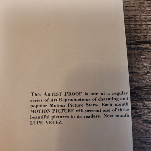 VTG1920's SUE CAROL Artist Proof MOTION PICTURE MAGAZINE Print 7.25" x 11" - Picture 8 of 9