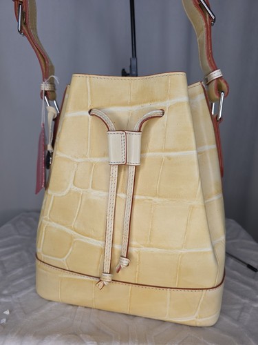 Vintage Dooney and Bourke Italian Leather Bucket Bag Lrg. Yellow - Picture 2 of 11