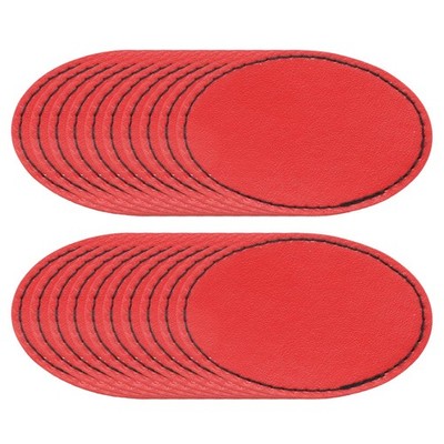 60 PCS 3x2 Inch Red Oval Blank Leatherette Hat Patches IronOn Faux Leather