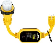 50 Amp to 110V RV Adapter with Surge Protection, 15M/50F with Surge Protector