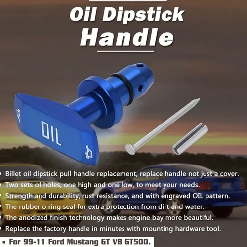 Car Oil Dipstick Pull Handle Engine Oil Pull Handle Blue Aluminium SMD - Picture 9 of 9