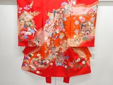 7751512: JAPANESE KIMONO / ANTIQUE KIMONO / SILK / CARRIAGE