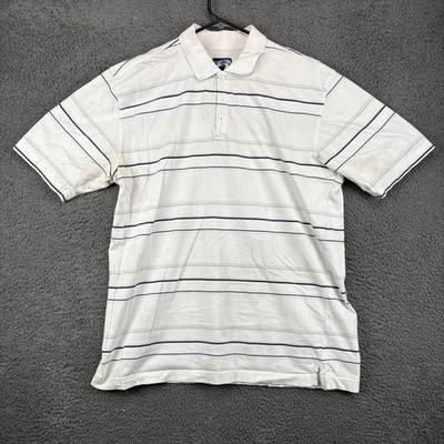 Anchor Blue Men's Size Large Striped Short Sleeve Polo Shirt 100% Cotton