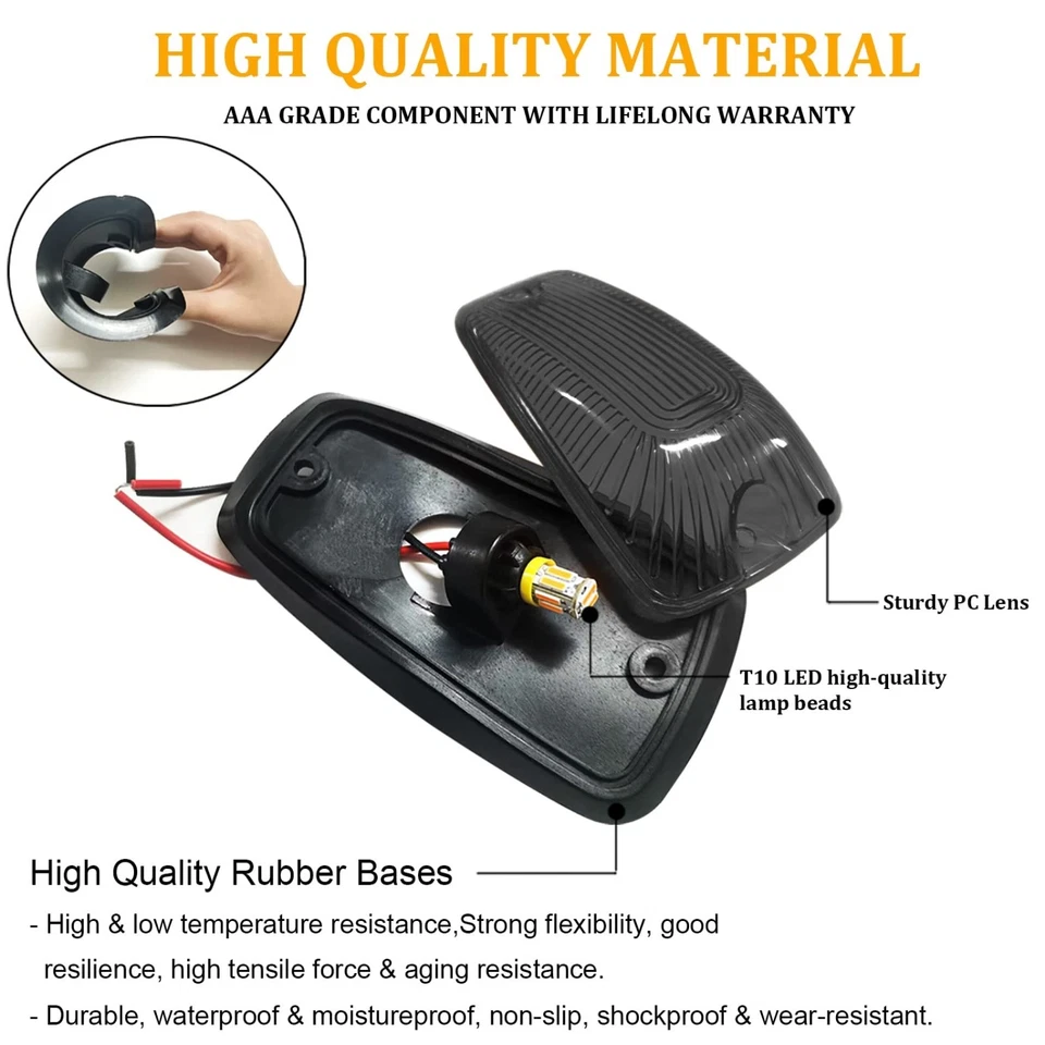 5X Cab Marker Roof Light Clearance Amber LED Lights for Chevy/GMC Pickup Trucks - Imagem 4 de 4