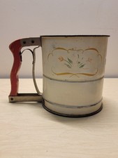 Vintage Sifter Metal Androck Hand-i- Sift Flowers Red Handle - Farm House