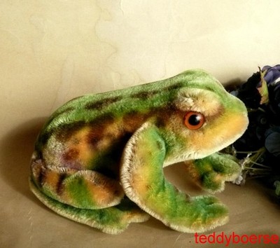 alter STEIFF  FROSCH FROGGY sitzend mit  Knopf    20 cm   60/70 er J.