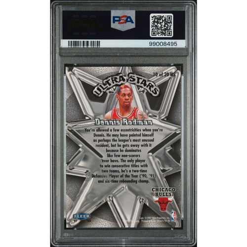 1997 Fleer Ultra Stars #10US Dennis Rodman PSA 8 Chicago Bulls - Picture 2 of 6
