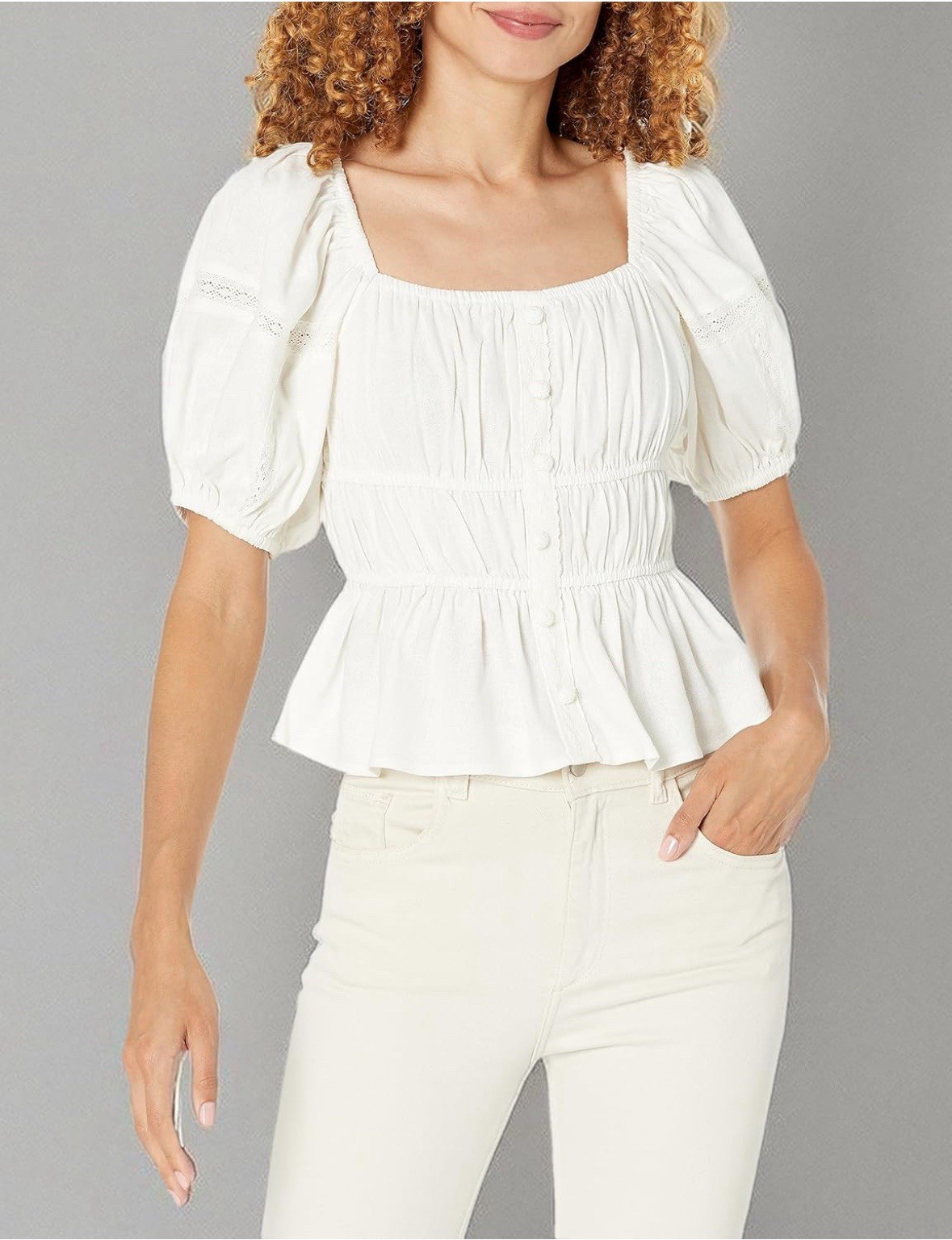 Moon River Cream Puff Sleeve Top, NWT