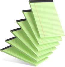 6Pcs Green Legal Pad 5X8 College Ruled Paper Notepad Perforated Narrow Lined Pad