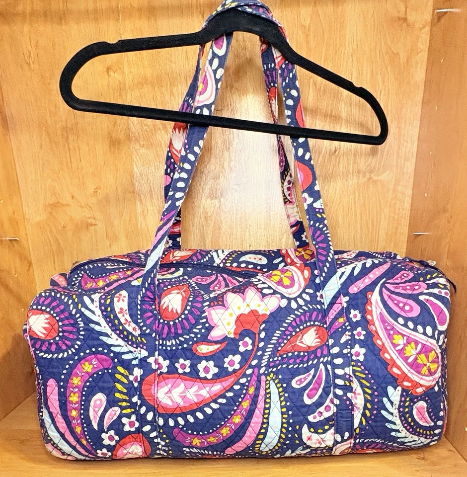 Vera Bradley Extra Large Duffle Bag Painted Paisley Blue Pink Travel Luggage - Image 2 of 4
