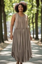 Dolan Left Coast Anthropologie Side Striped Sleeveless Midi Dress Womens XL