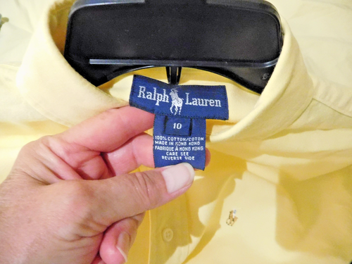 Ralph Lauren Polo Boys 10 Yellow Button Down Oxford Dress Shirt 100% Cotton - Picture 6 of 6