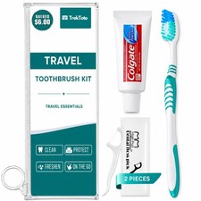 Travel Toothpaste and Toothbrush Kit with Name Brand Travel Size Toiletries