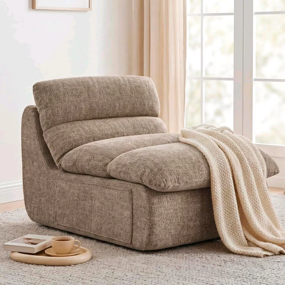OVP - XXL Sitzsack Taupe Chenille, Hochdichter Kompressionsschaum - Bild 1 von 4