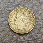 1883 NO CENTS RACKETEER LIBERTY V NICKEL U.S FIVE CENT COIN (GOLD PLATED)