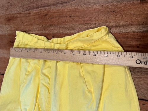 Vintage Bright Yellow High Waisted Shorts Pleated Women’s Retro Side Zip - Picture 9 of 12