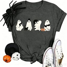 Halloween Shirts for Women Halloween Ghost Ca...