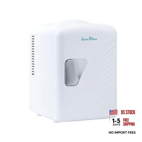 Mini Fridge, Retro 4 Liter /6 Cans Mini Skincare Fridge, AC Plug & 12V White