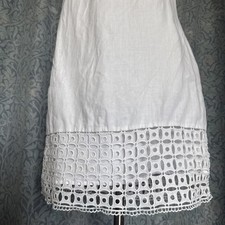 Women’s NEXT 100% Linen Crochet Lace White Sleeveless Summer Dress. Size UK 12