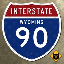 Wyoming Interstate 90 highway route marker road sign 1957 Buffalo 12x12