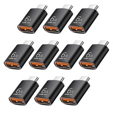 10 Pack 10Gbps/120W USB C to USB3.1 Adapter,Black Type C Male to USB black