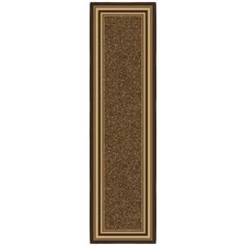 Ottomanson Non-Slip Rubberback Bordered Design 2x6 Runner Rug,10 in Dark Brown