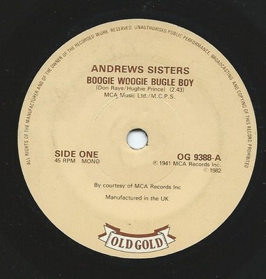 Andrews Sisters - Boogie Woogie Bugle Boy / Bounce Me Brother With A  - G8100z