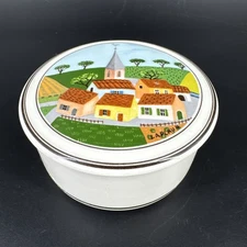 Villeroy & Boch Design Naif LaPlau 4 Vitro-Porcelaine Trinket Box Village Scene