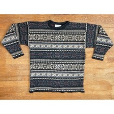 Vintage Nordic Pattern Sweater Size Medium/Large 1990s Knit Acrylic Fair Isle