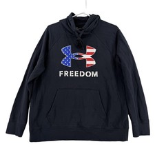 Under Armour Freedom Hoodie Mens Large Blue USA Flag Graphic Fleece Sweatshirt