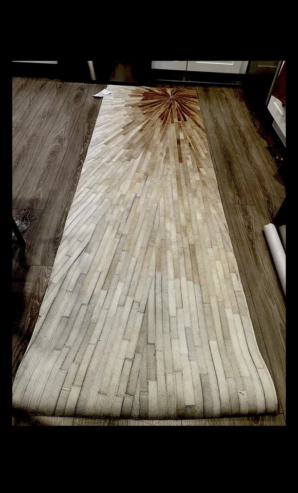 Bashian 100% cuero de vaca tejido a mano CWH22 camel 2,06x8,00 hecho a mano en la India Foto 4 de 4