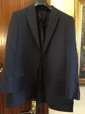 PURIFICACION GARCIA T 54 Lana Ligera Blazer Chaqueta Azul Oscuro