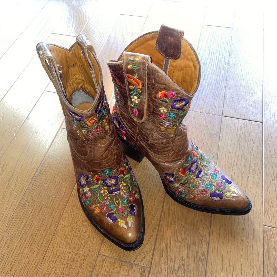 Old Gringo Western Cowboy Boots Flower Embroidered Brown Size 6