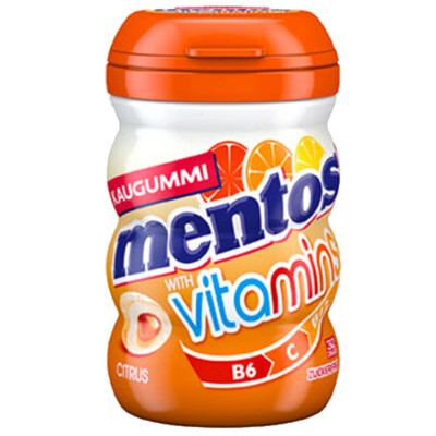 Mentos Kaugummi Vitamins Zitronen Geschmack in toller Curvy Dose 64g