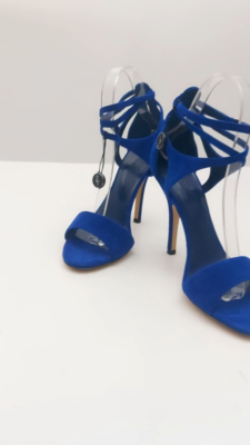 Hermès Odalisque Sapphire Blue Velvet High Heel Sandals Size 37.5
