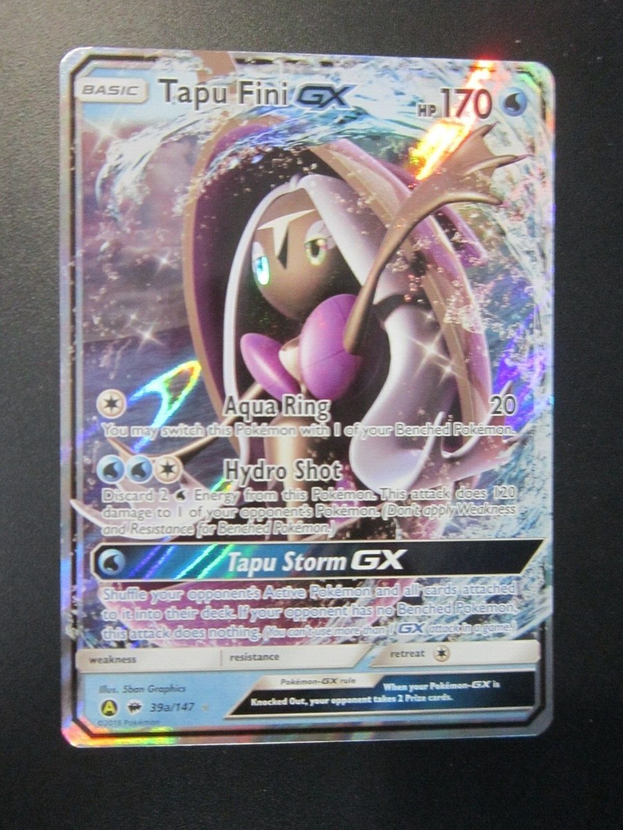 tapu fini pokemon card value TAPU FINI FULL ART HOLO POKEMON CARD 39A/147 BURNING SHADOWS ALT ART NP NM
