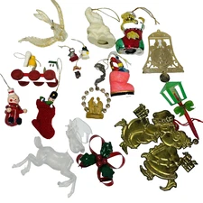 Lot Of Very Random Vintage Christmas Tree Ornaments Mixed Brands 70s -90s