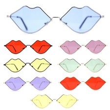 Funky Lip Shape Hippie Metal Rim Sunglasses