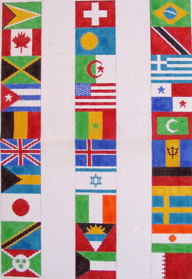 Country Flags Luggage Hand Painted Needlepoint Canvas