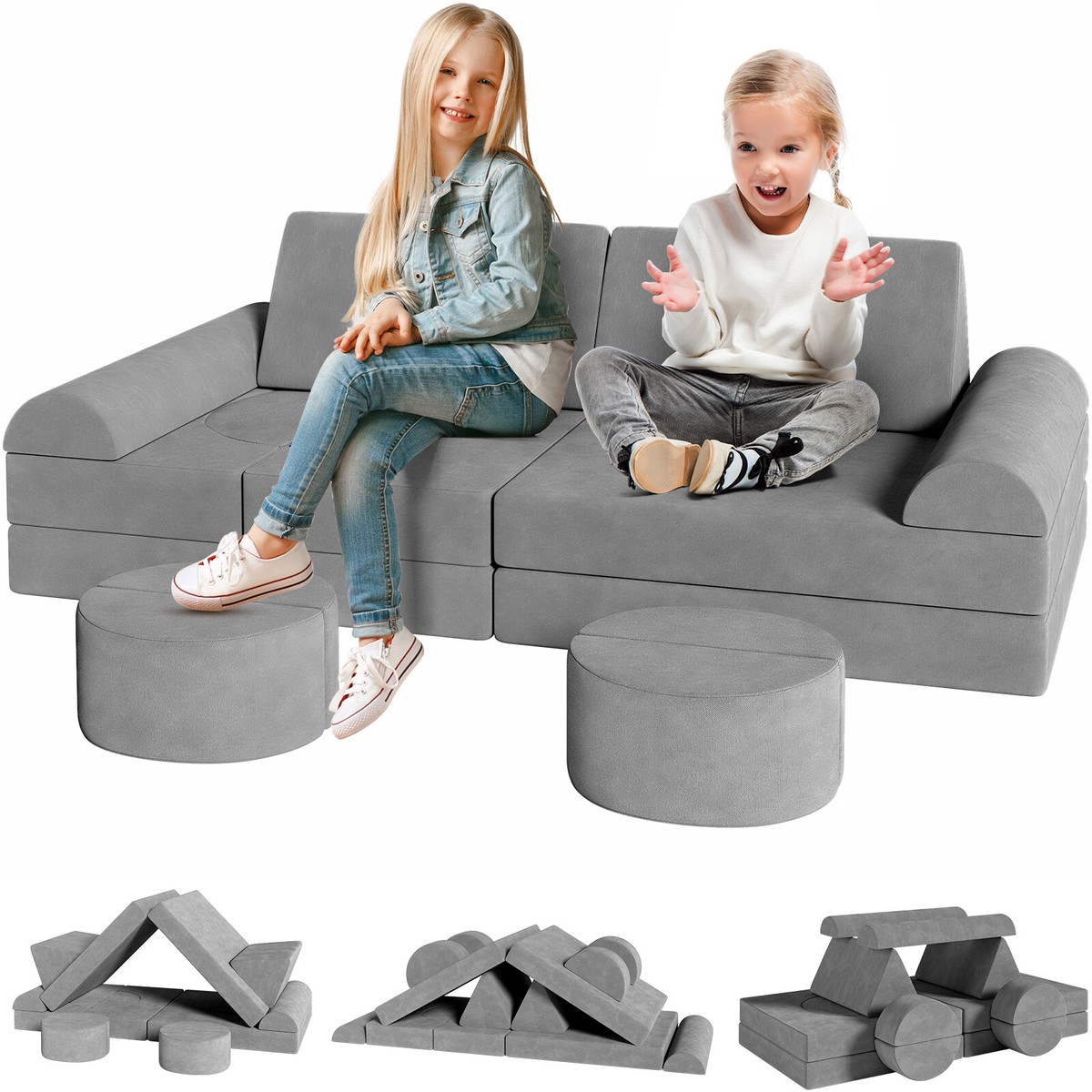 NUKied Modulares Spielsofa 10-teilig - Kreativ Couch Für Kinderzimmer & Spielburg