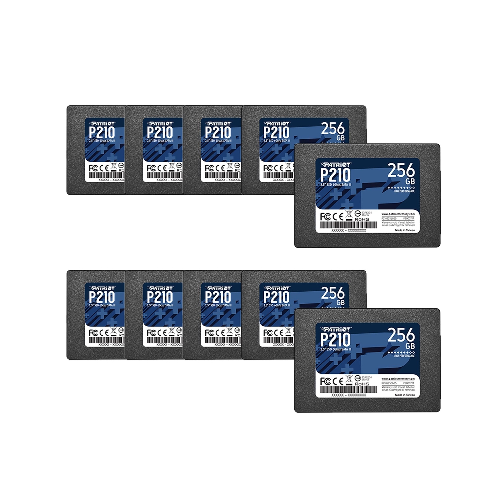 Patriot P210 SATA 3 256GB SSD 2.5 Inch Internal Solid State Drive 10 Pack, Lo...